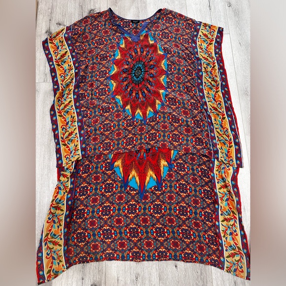 Tolani Silk High Low Patterned Caftan Dress - Picture 2 of 3